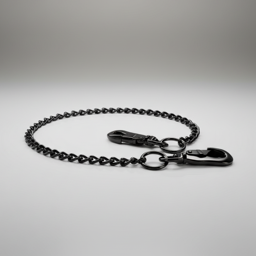 Black Zak Tool 30" Black Corrections Key Ring Chain ZT62-BLK on a gray background