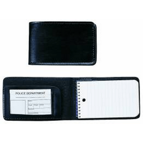 Aker Leather 3x5-inch notebook cover in black, featuring an ID pocket and notepad. Ideal for professionals and everyday use.