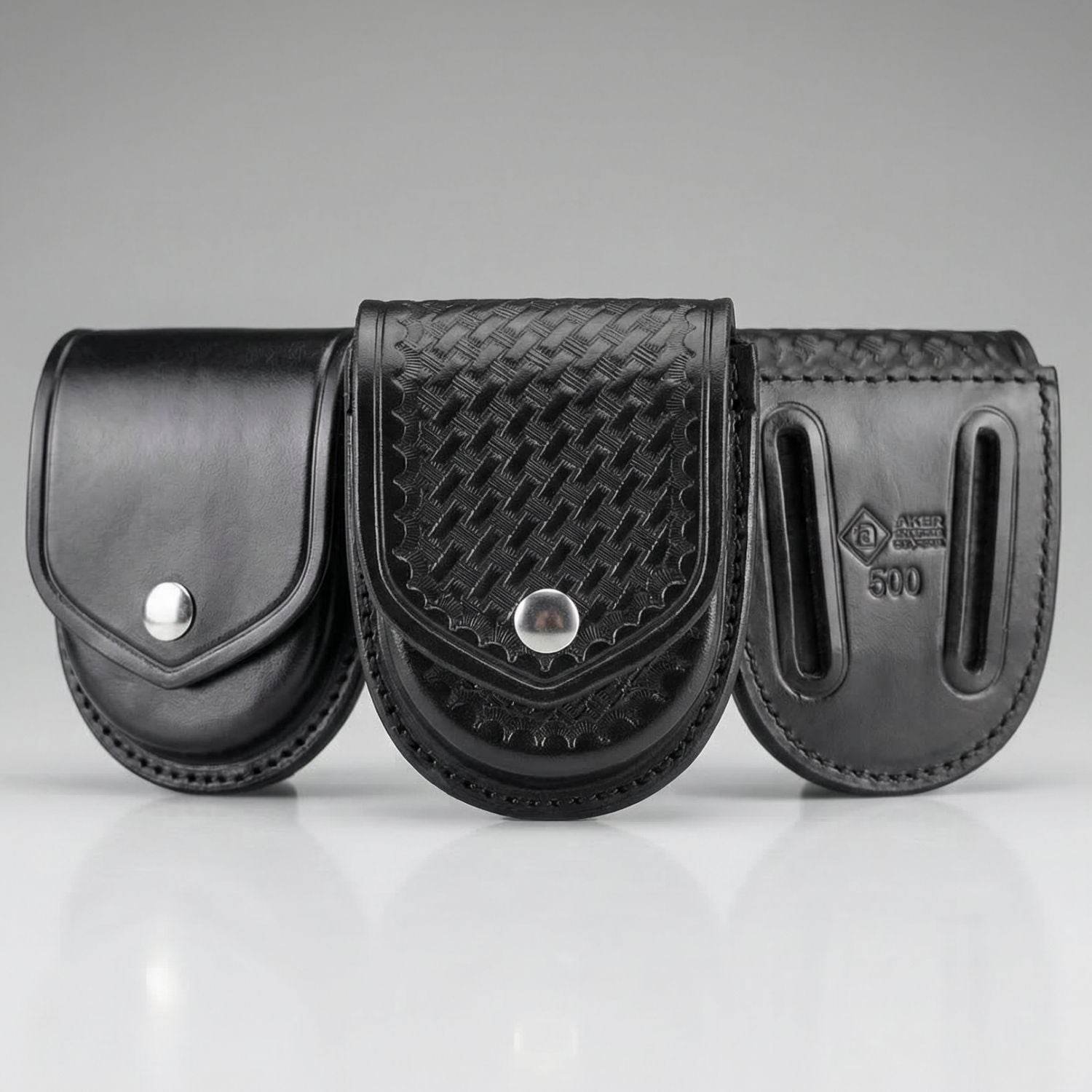 Aker Leather 500D Compact Round Double Handcuff Case - WCUniforms
