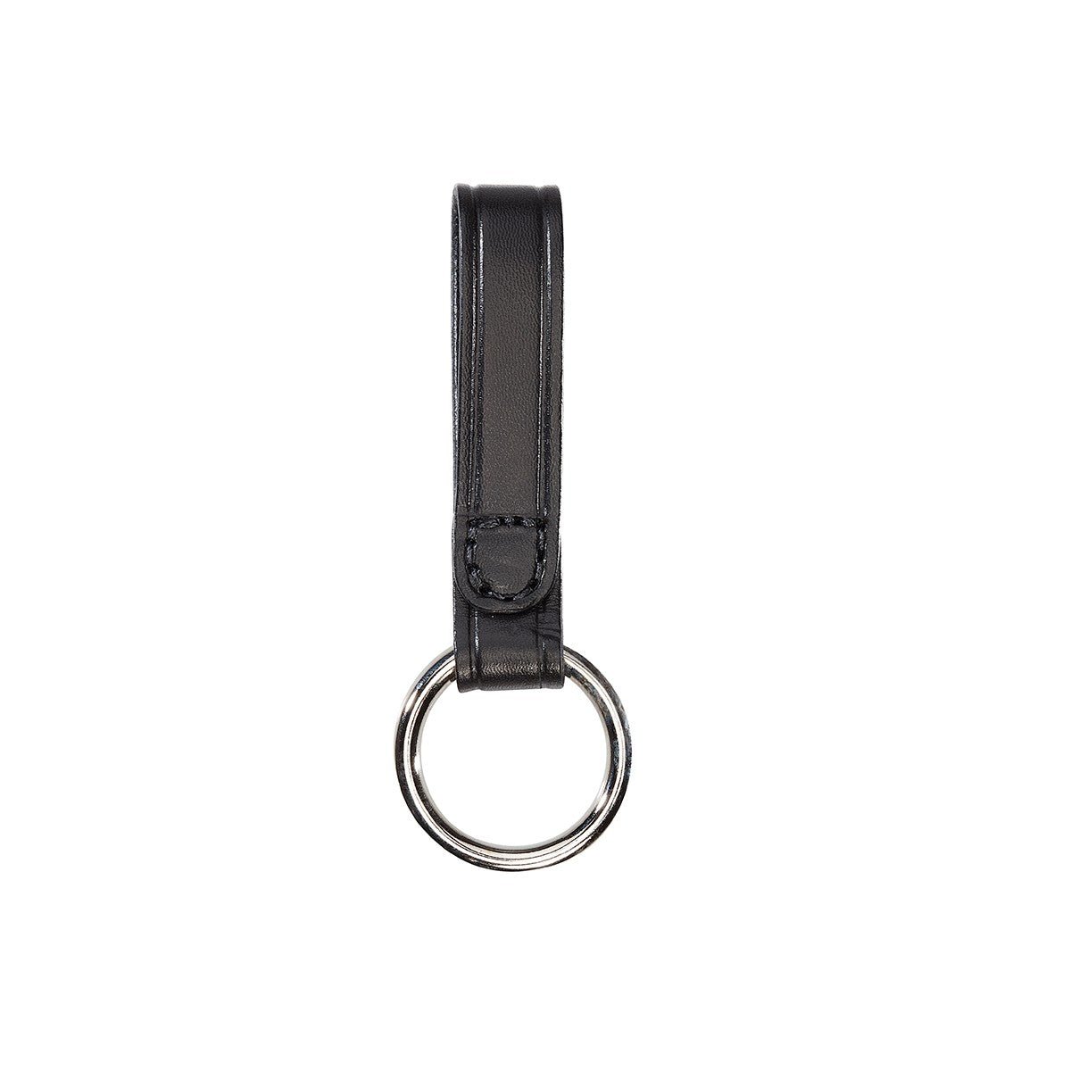 Aker Leather Baton Ring Strap in black premium cowhide with solid brass ring for secure belting.