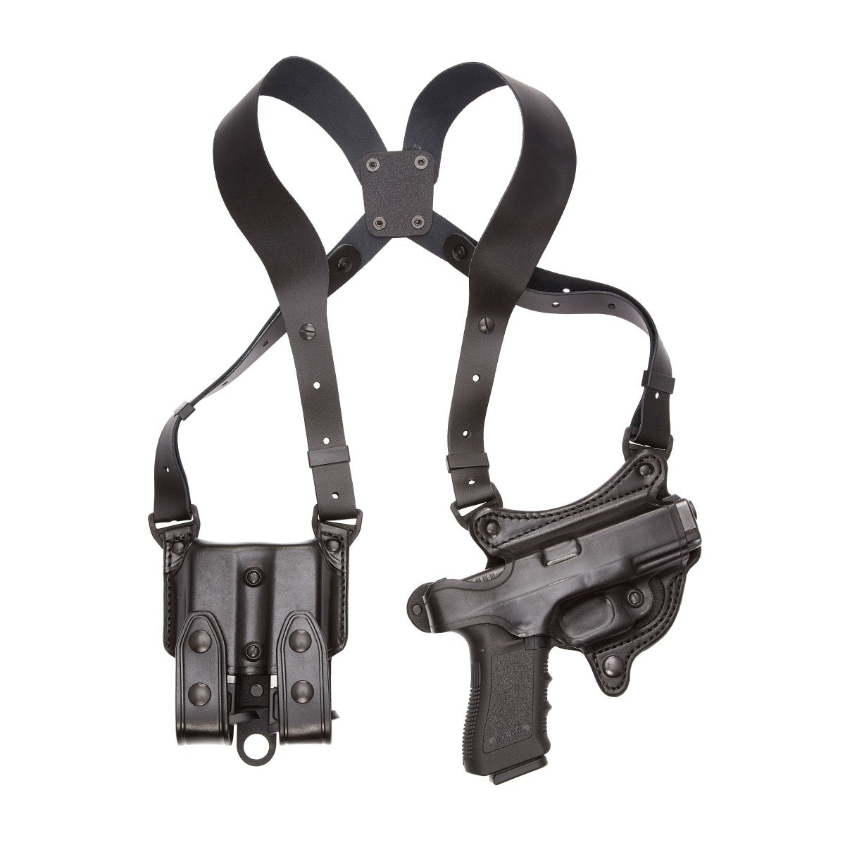 Aker Leather FlatSider XR7 shoulder holster featuring flat design and custom molding for optimal fit and style.