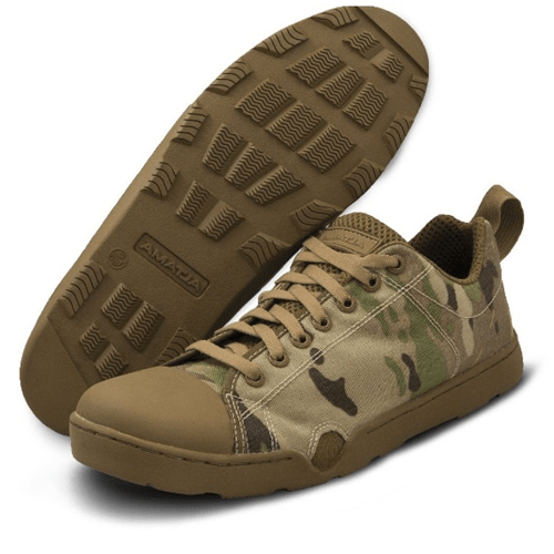 Altama OTB Maritime Assault Low shoes in camouflage with a durable sole, designed for tactical water operations.