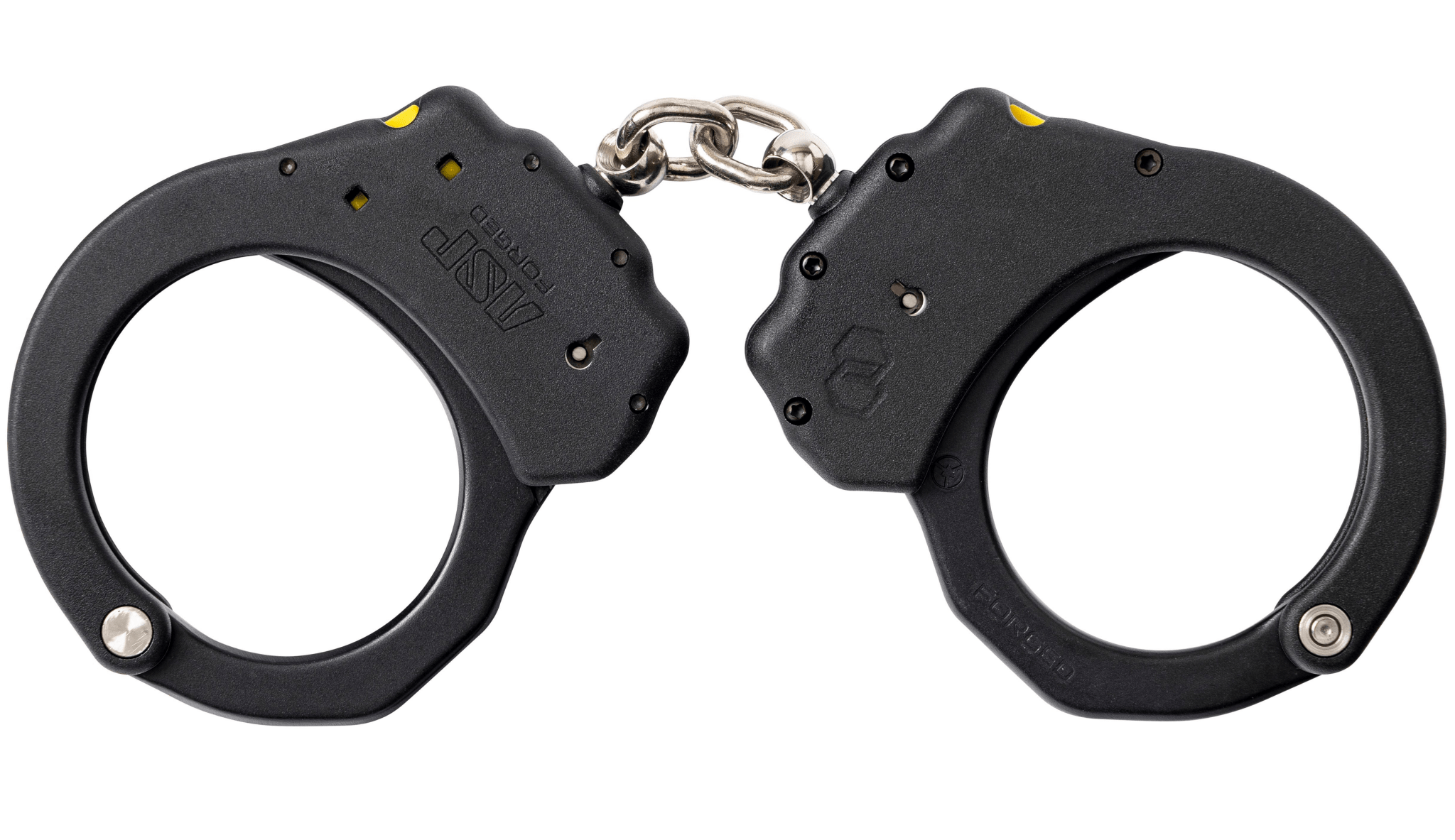 Black handcuffs on a white background