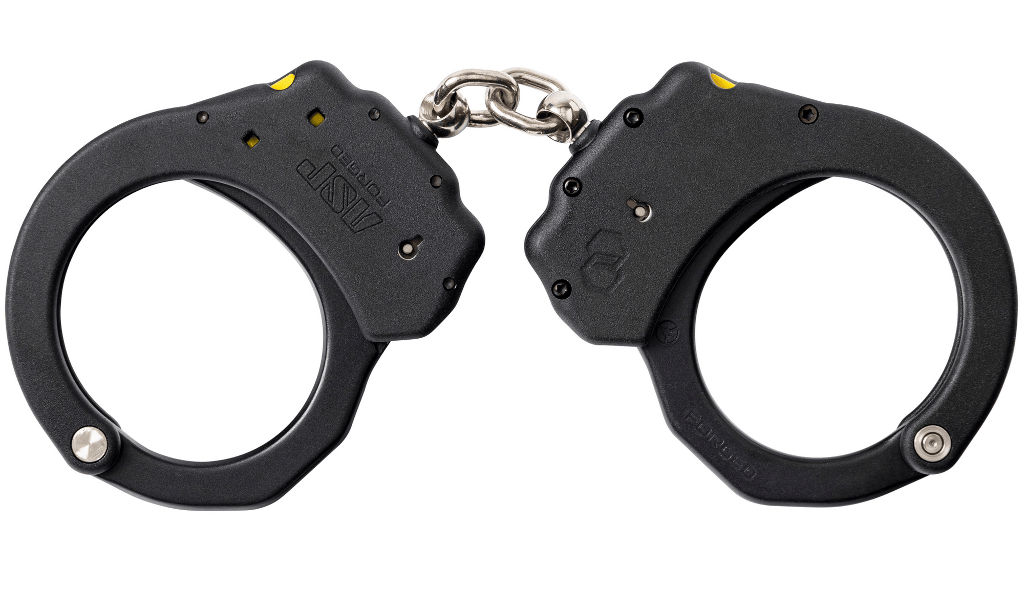 Black handcuffs on a white background