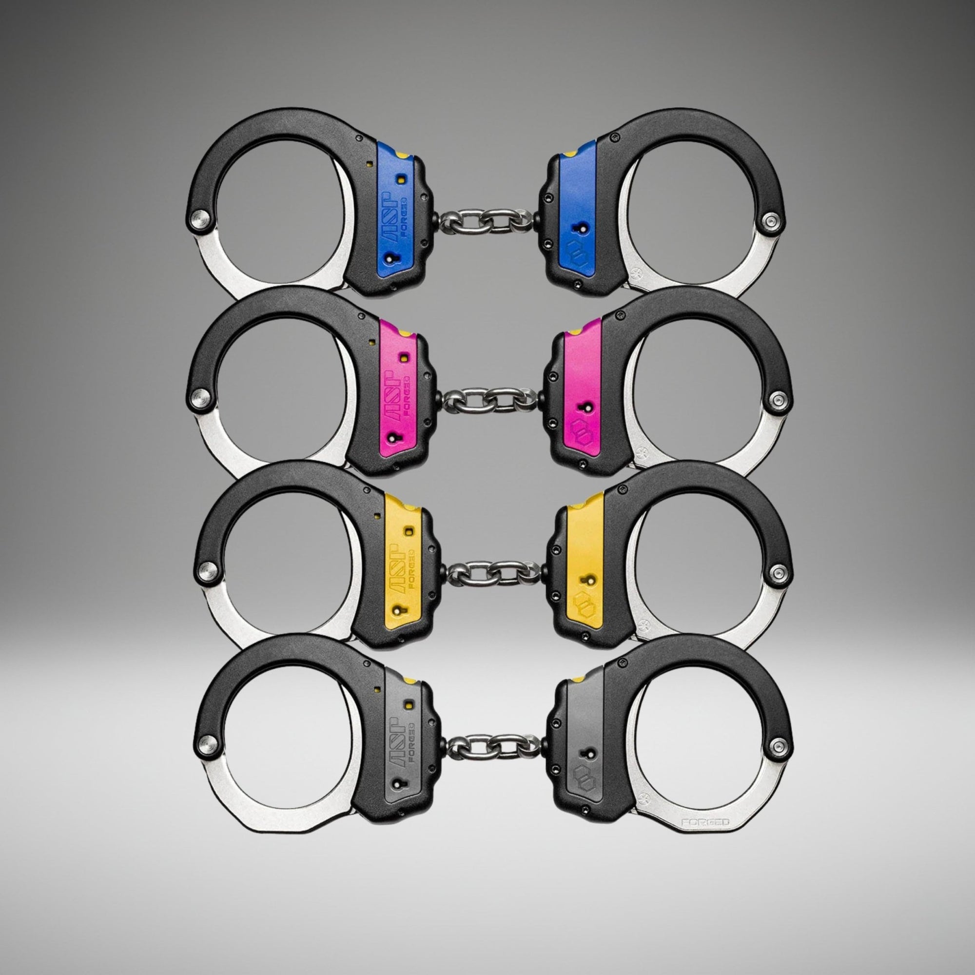 ASP Identifier Chain Ultra Plus Cuffs (Steel Bow) Pink, Blue, Yellow, or Gray - WCUniforms