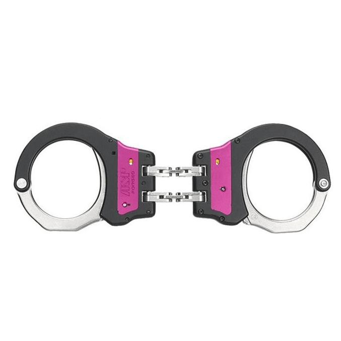 ASP Identifier Ultra Plus Hinged Handcuffs Pink on a white background