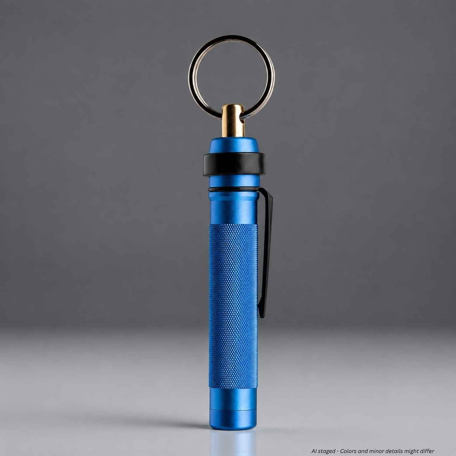 Blue ASP Metro Defender D1 OC Spray with knurled aluminum body and key ring, model 54950