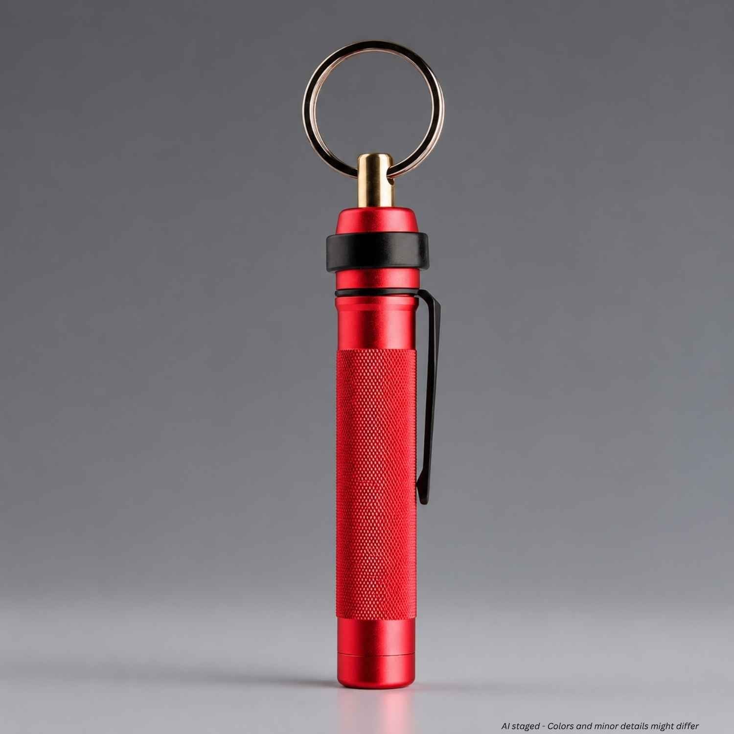 Red ASP Metro Defender D1 OC Spray with knurled aluminum body and key ring, model 54953