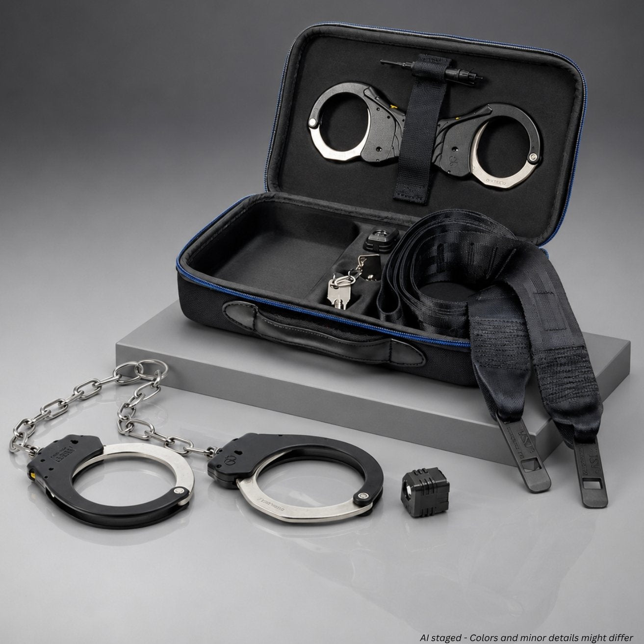ASP Transport Plus Belt 56186 complete kit open EVA case with wrist cuffs, ankle restraints, and locks