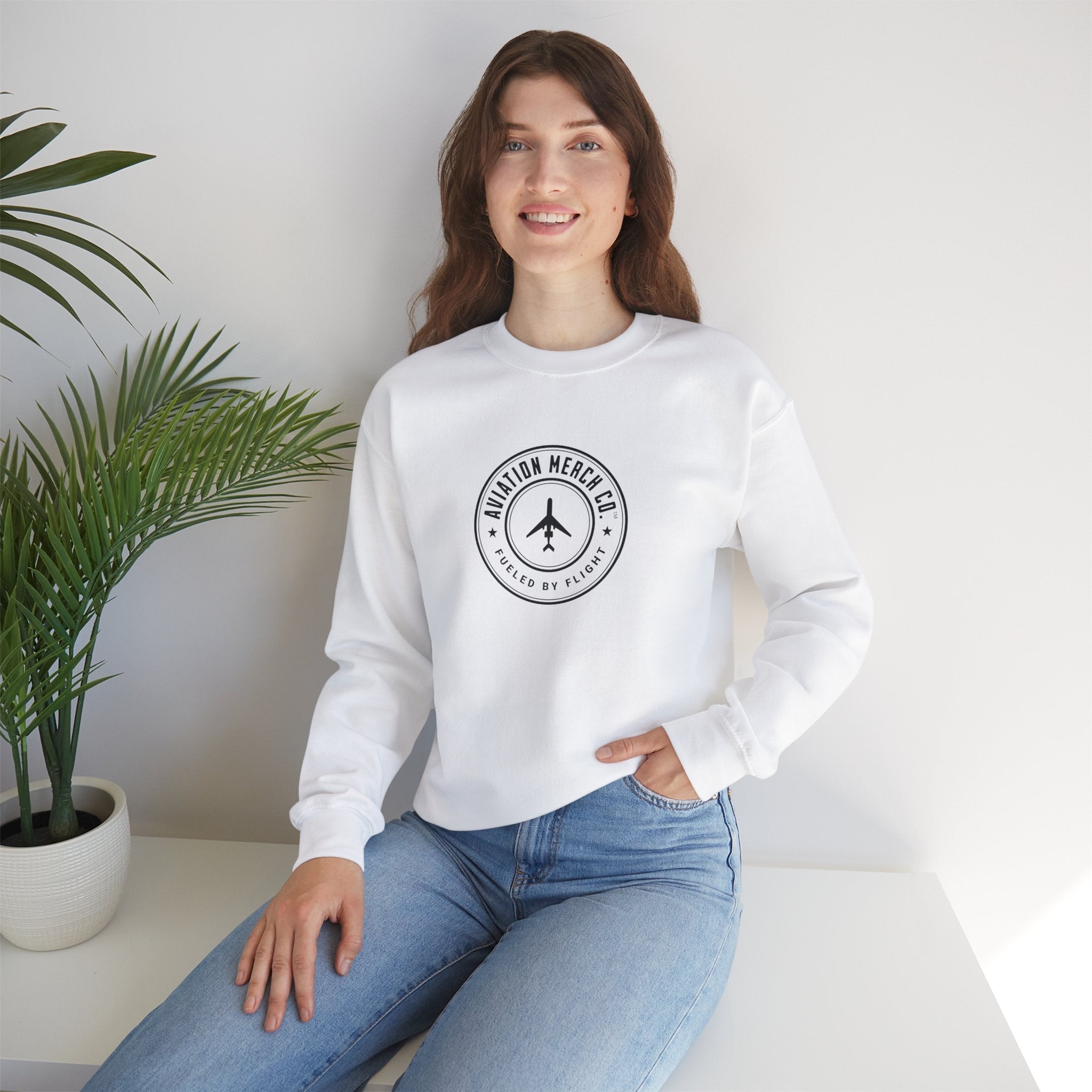 Aviation Merch Co. Logo Unisex Heavy Blend™ Crewneck Sweatshirt - Sweatshirt - WCUniforms