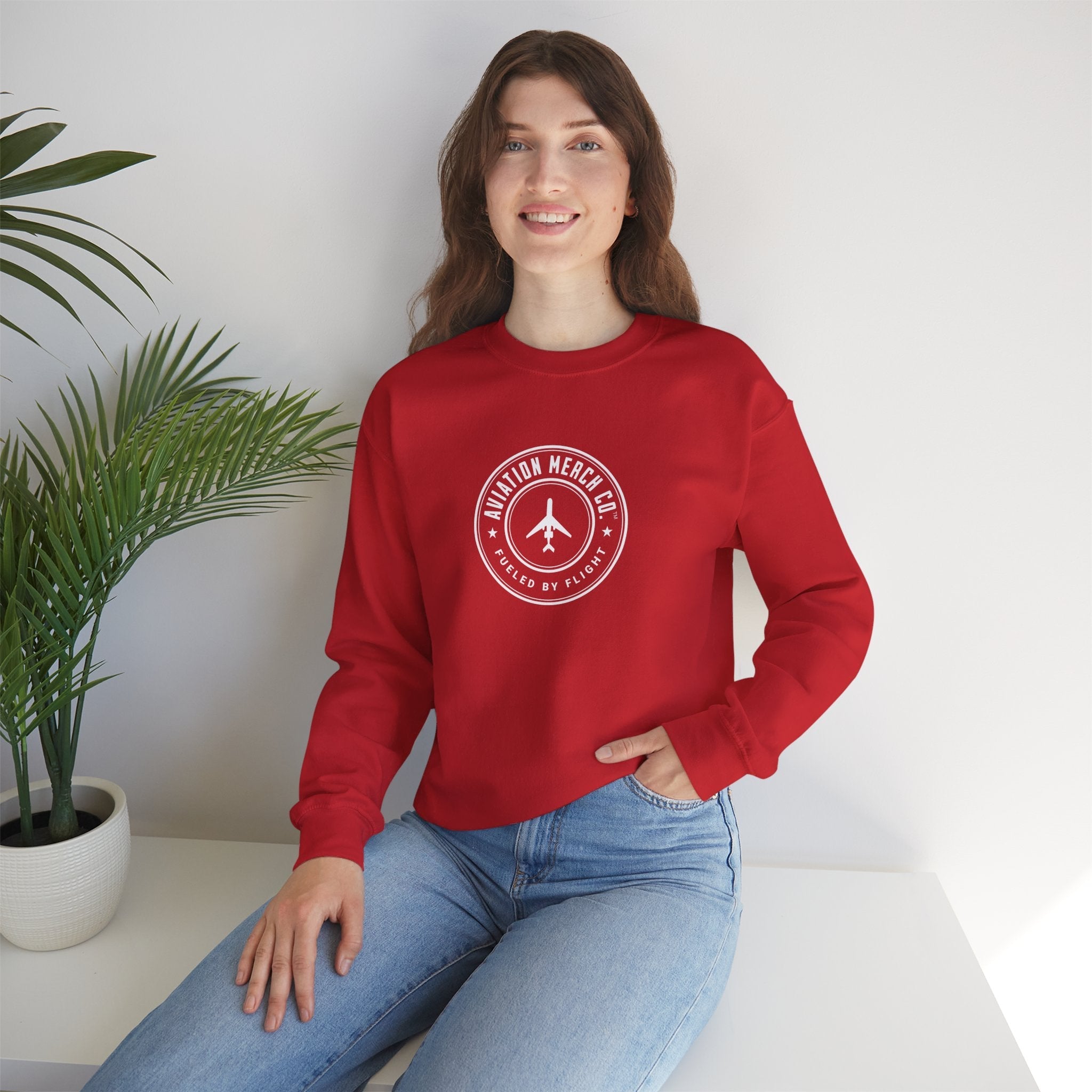 Aviation Merch Co. Logo Unisex Heavy Blend™ Crewneck Sweatshirt - Sweatshirt - WCUniforms