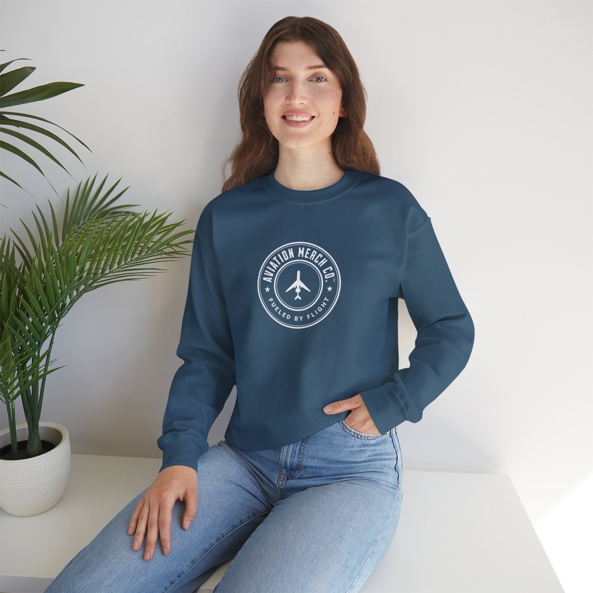 Aviation Merch Co. Logo Unisex Heavy Blend™ Crewneck Sweatshirt - Sweatshirt - WCUniforms