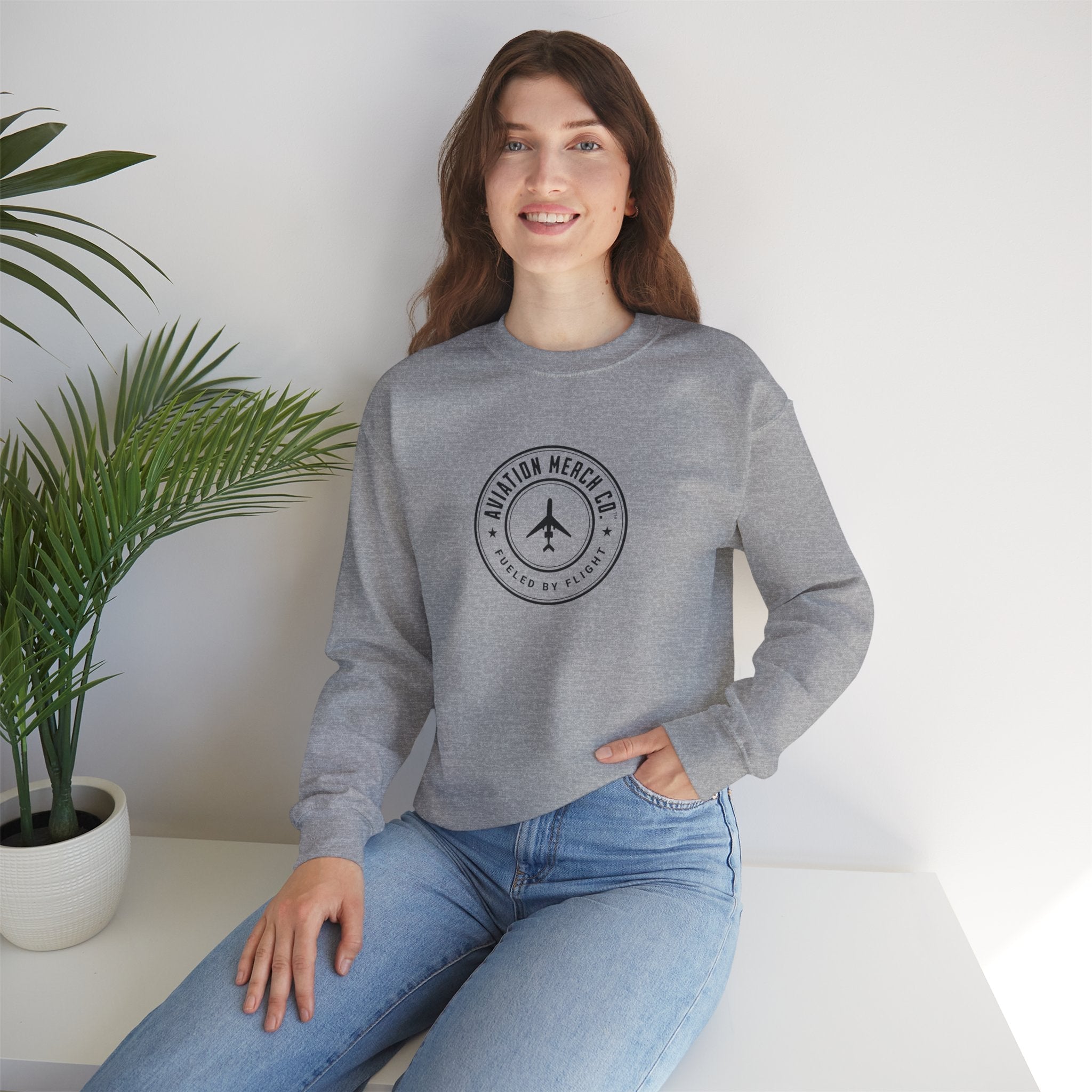 Aviation Merch Co. Logo Unisex Heavy Blend™ Crewneck Sweatshirt - Sweatshirt - WCUniforms