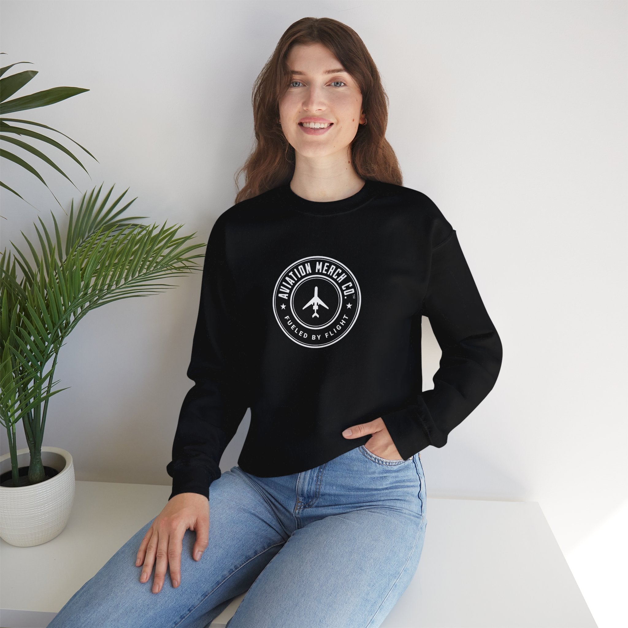 Aviation Merch Co. Logo Unisex Heavy Blend™ Crewneck Sweatshirt - Sweatshirt - WCUniforms