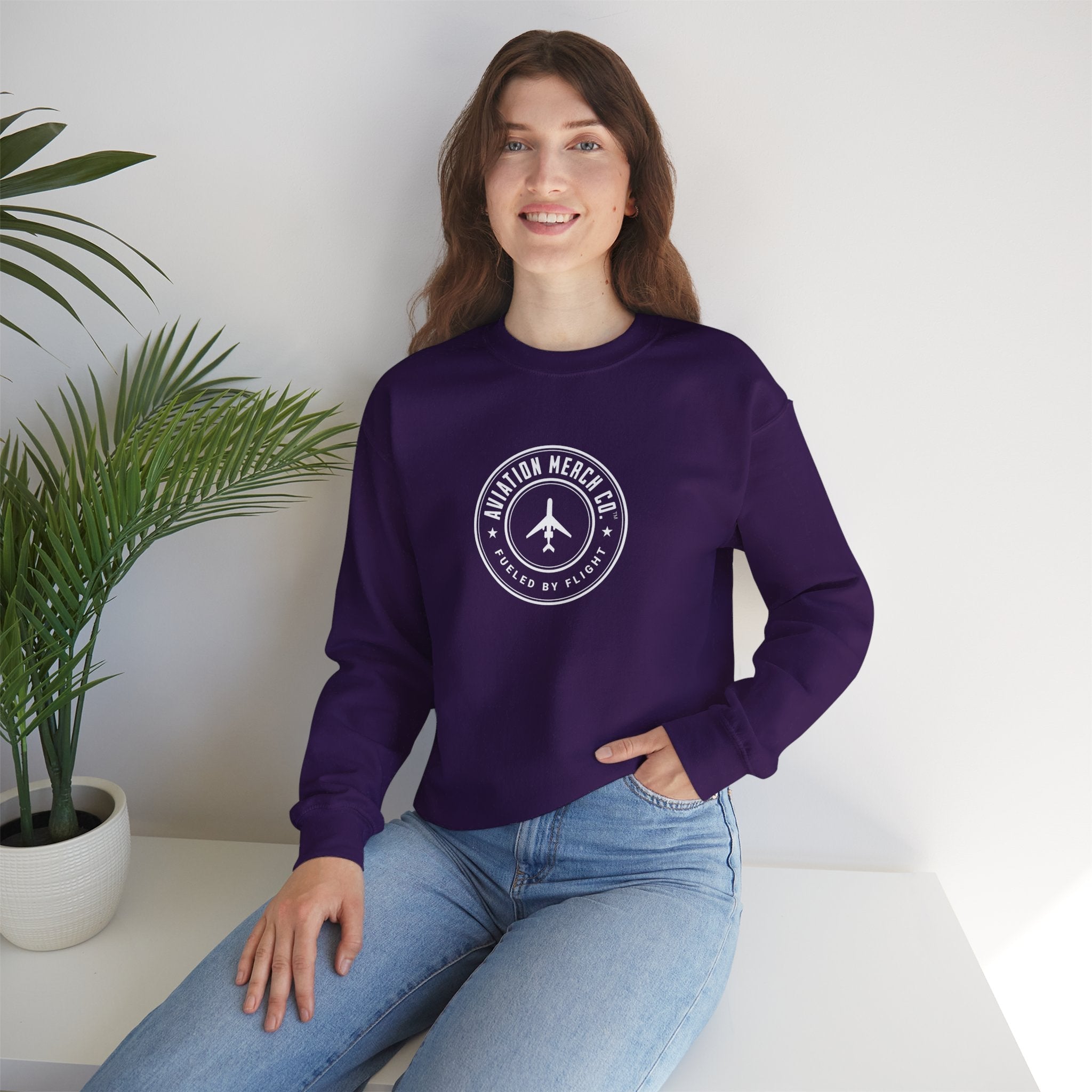 Aviation Merch Co. Logo Unisex Heavy Blend™ Crewneck Sweatshirt - Sweatshirt - WCUniforms