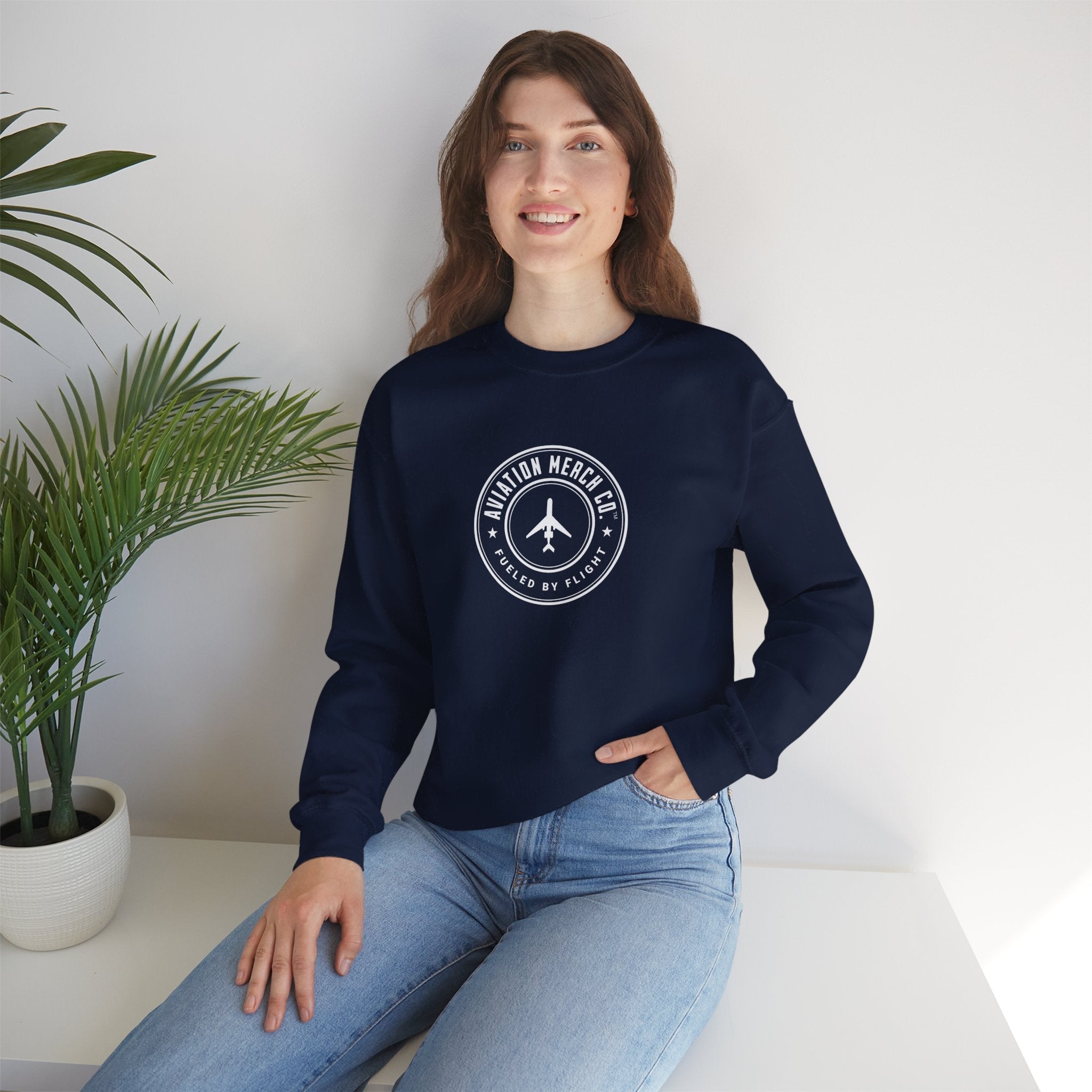 Aviation Merch Co. Logo Unisex Heavy Blend™ Crewneck Sweatshirt - Sweatshirt - WCUniforms