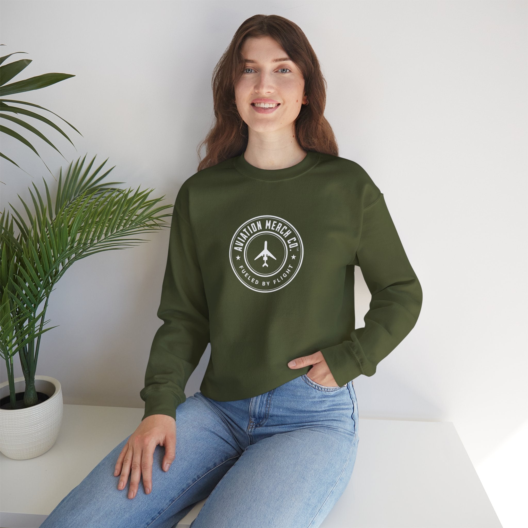 Aviation Merch Co. Logo Unisex Heavy Blend™ Crewneck Sweatshirt - Sweatshirt - WCUniforms