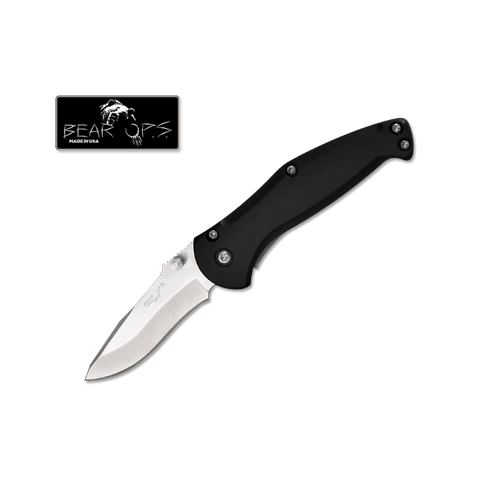 Bear & Son 4 Bear Swipe Black Aircraft Aluminum Handle with Satin Finish Blade - WCUniforms