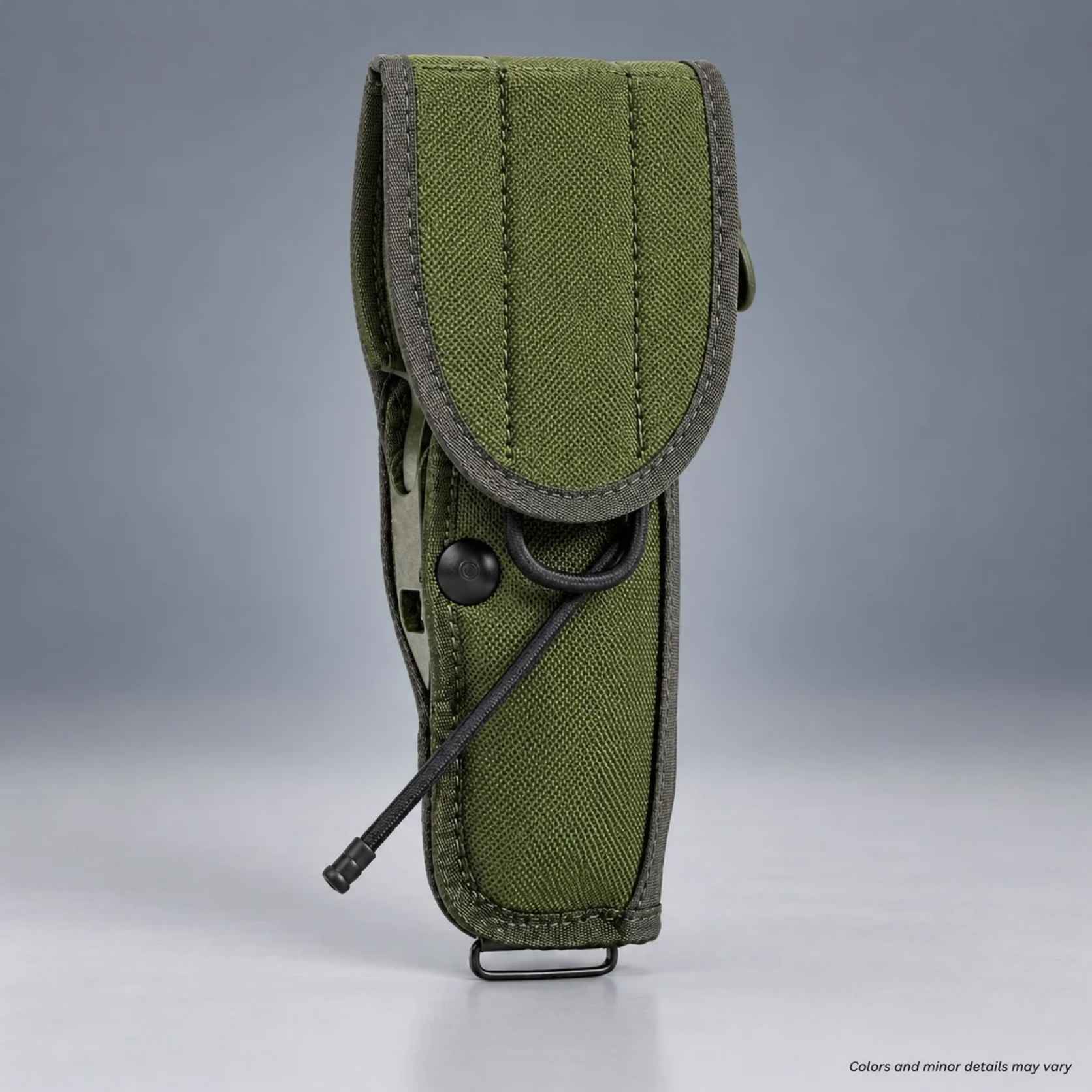 Bianchi UM92I 17008 OD Green military flap holster with snap closure and attached field cleaning rod