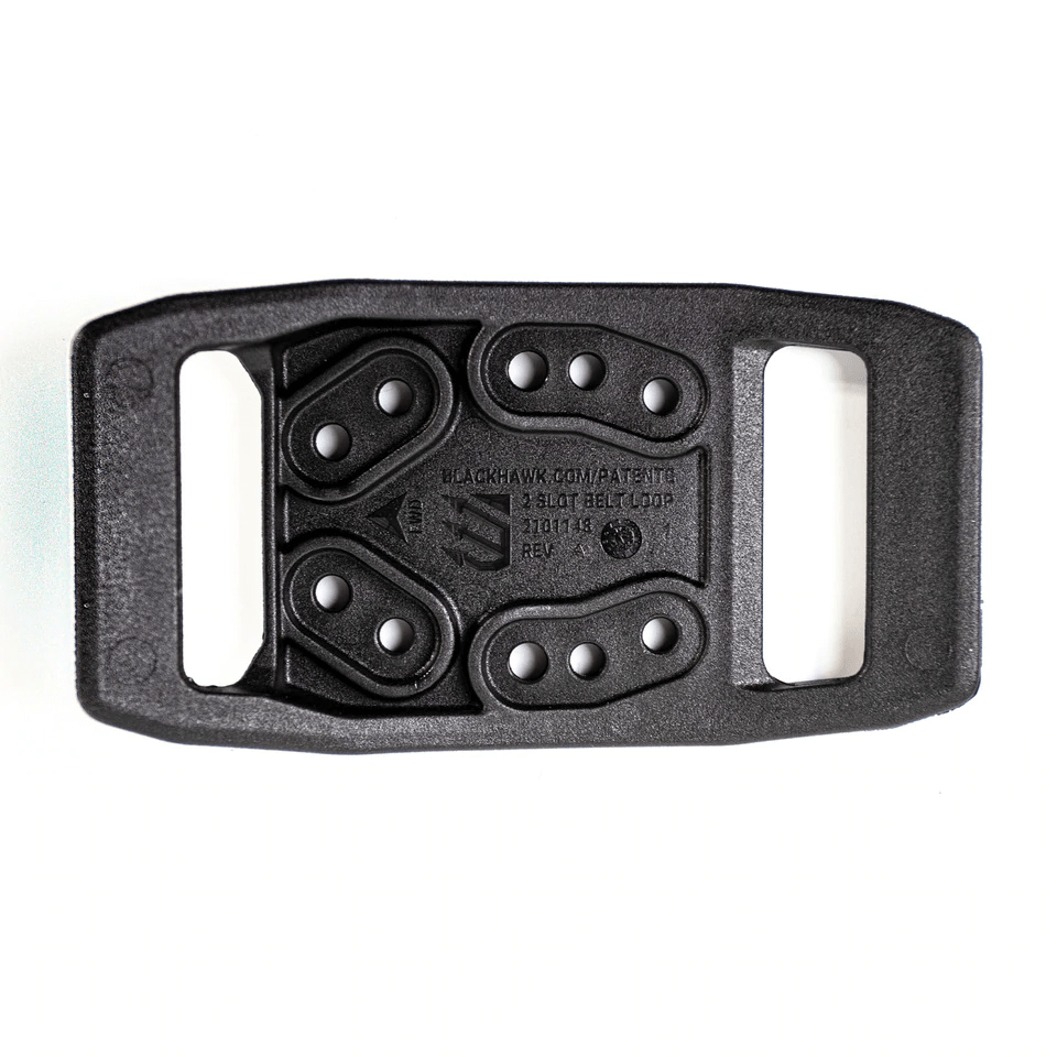 BLACKHAWK! T-Series Black 2-Slot belt loop, designed for injection molded holsters, durable and ambidextrous.