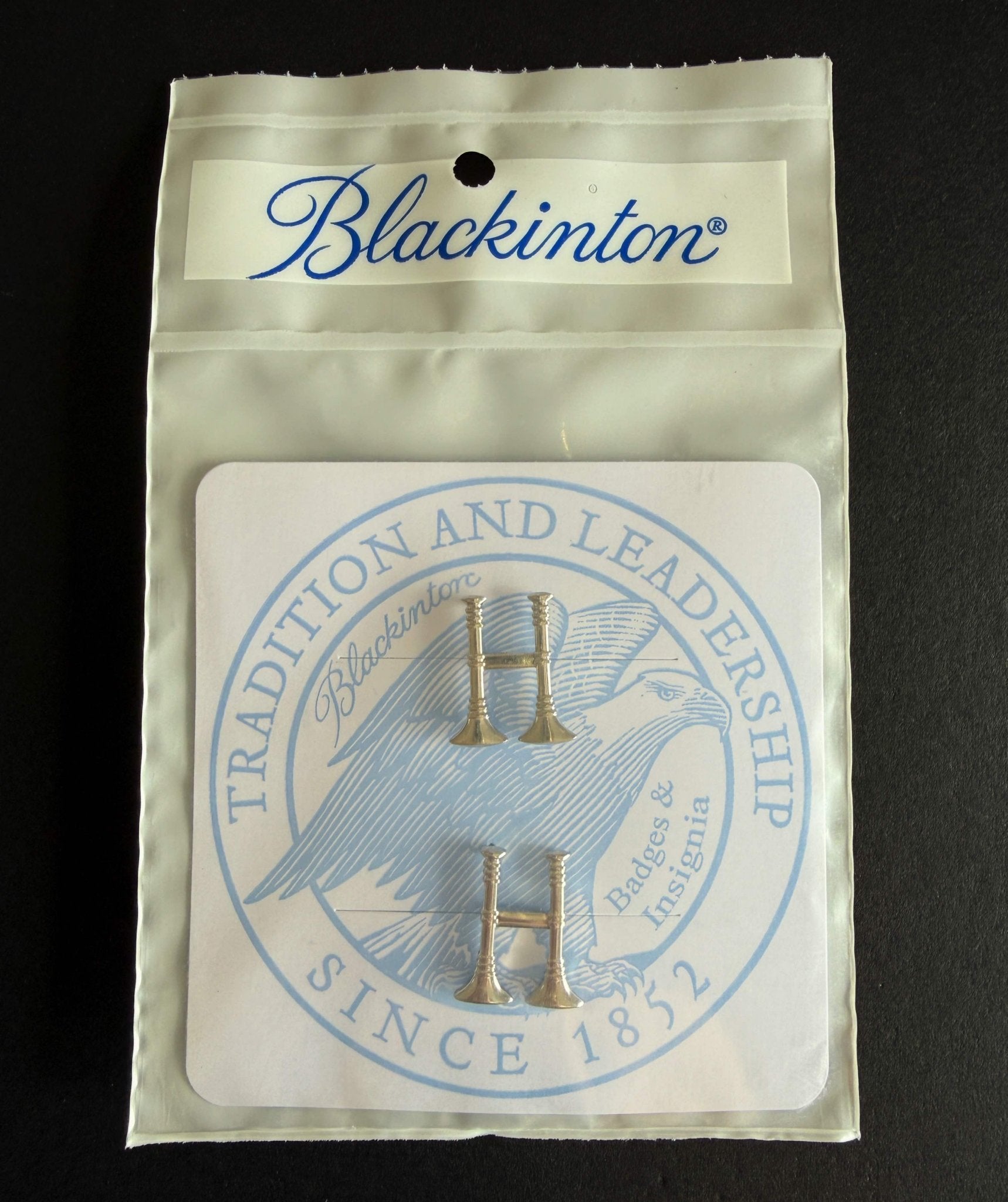 Blackinton Premium Fire Captain Double Bugle Collar Pins, Silver (J51) - WCUniforms