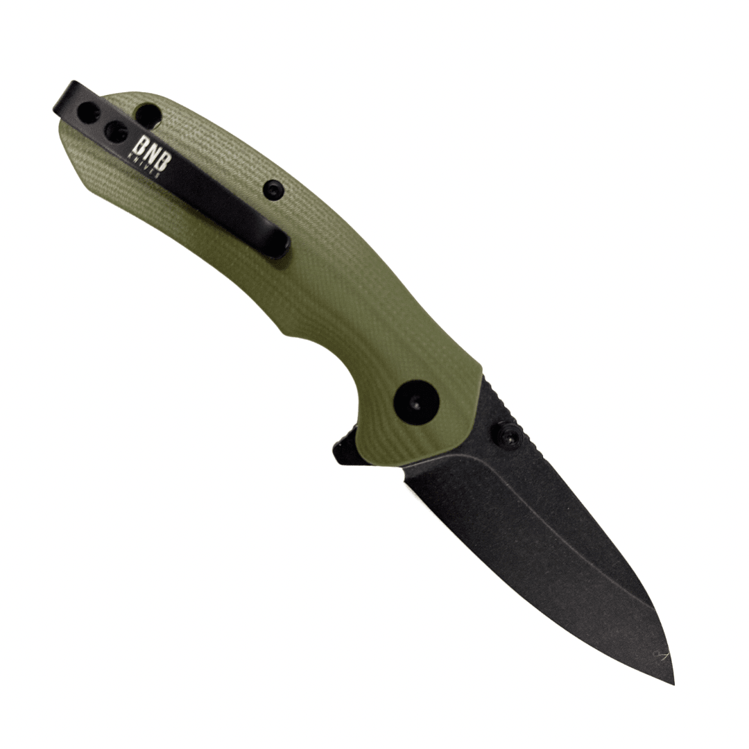 BNB Knives Button Lock Raven Knife (OD Green) BNB2024G - WCUniforms