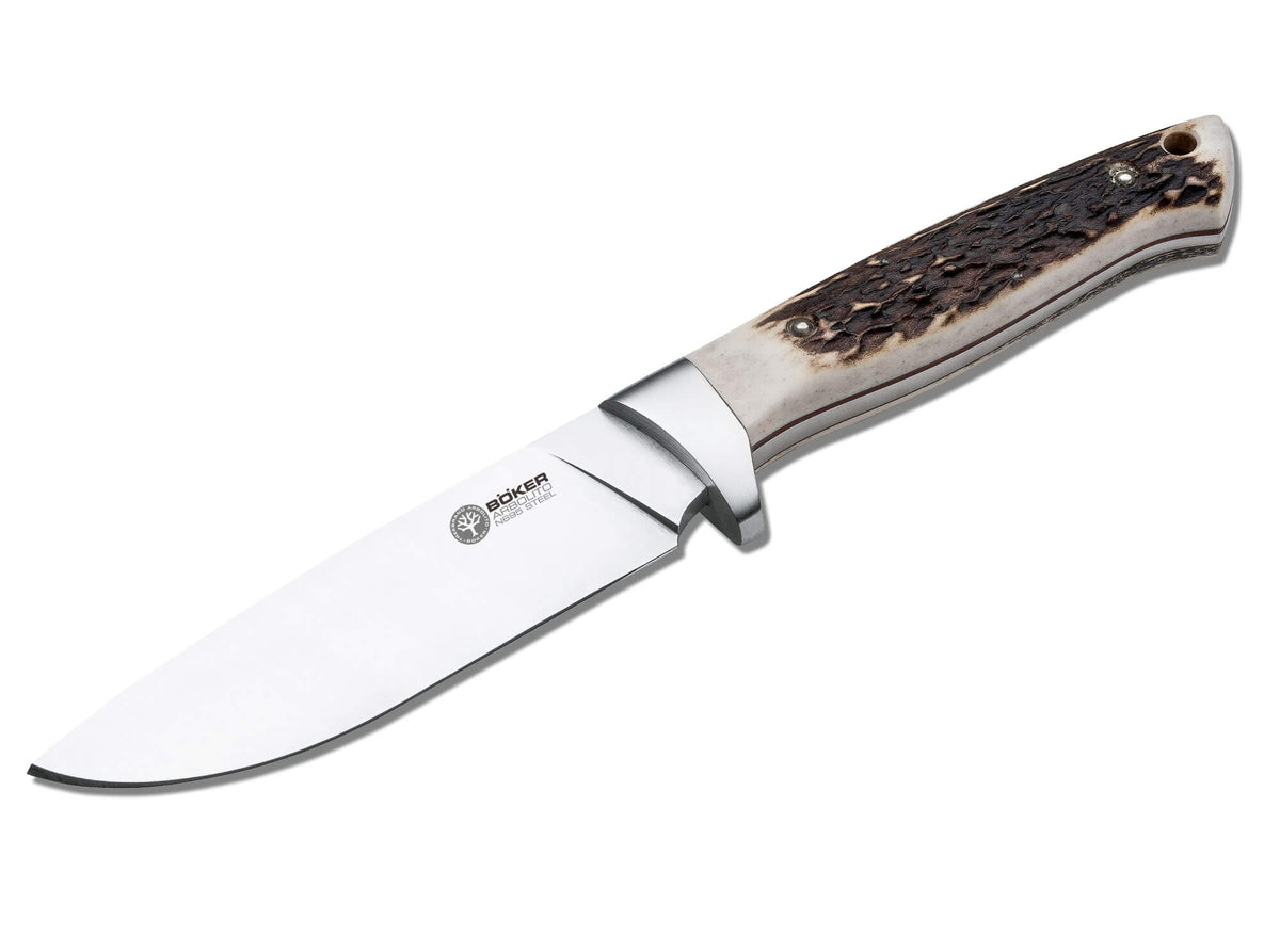 Boker Arbolito Hunter stag fixed blade knife 02BA351H