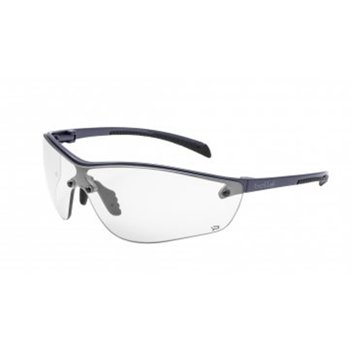 Bollé SILIUM safety glasses with anti-static features, adjustable non-slip pads, and sleek ergonomic design.