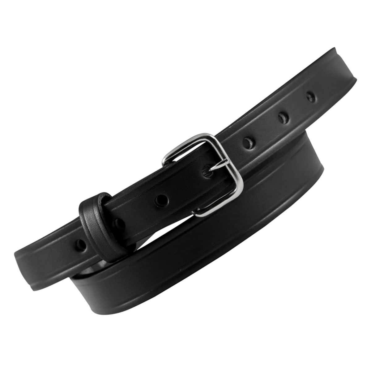 Boston Leather 6581 off duty belt in black plain finish leather, SKU 6581-1-NKL, nickel hardware front view