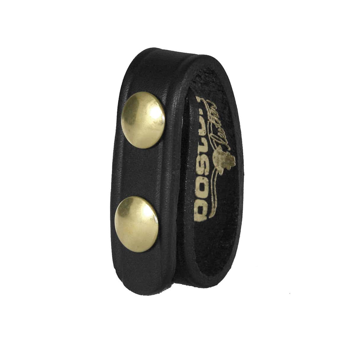Black plain leather Boston Leather belt keeper with two solid brass snaps