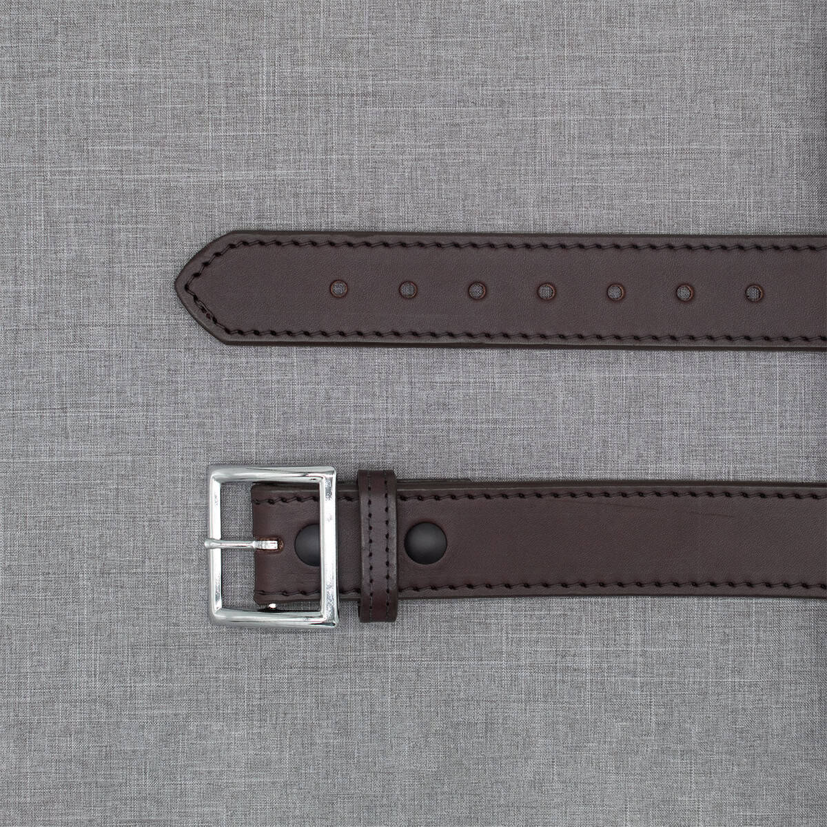 Boston Leather 6505L fully lined garrison belt in cordovan plain leather, secondary angle showing extra leather lining