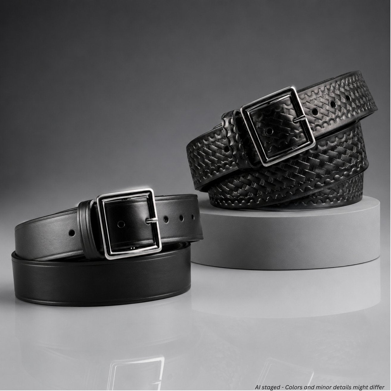 Boston Leather 6605 garrison duty belt 1.75 inch black plain top grain leather with nickel center bar buckle, primary view