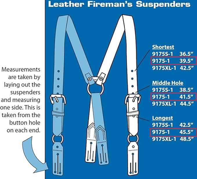 Boston Leather Firefighter's Suspenders Button Attachment 9175 - WCUniforms