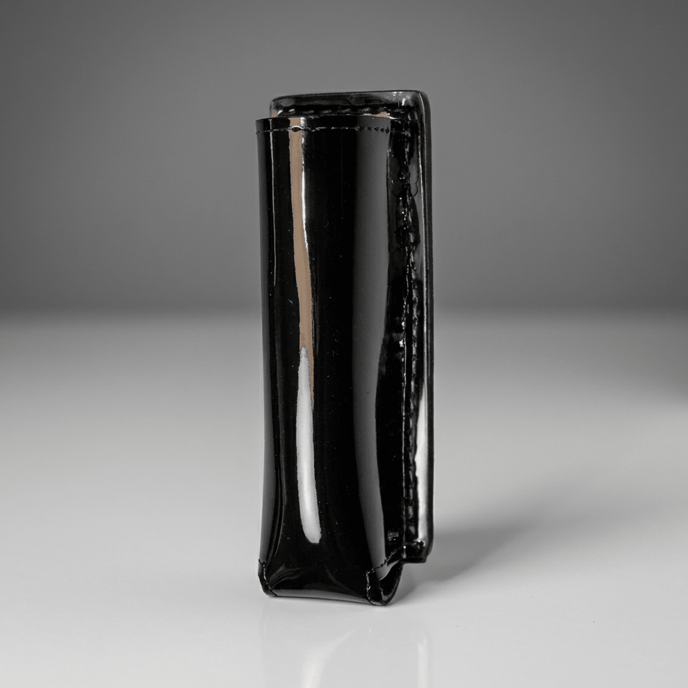 Black Boston Leather Open Top Streamlight Stinger 2020 Flashlight Holder - 5596-2 Hi Gloss UPC 192375193033 gray background