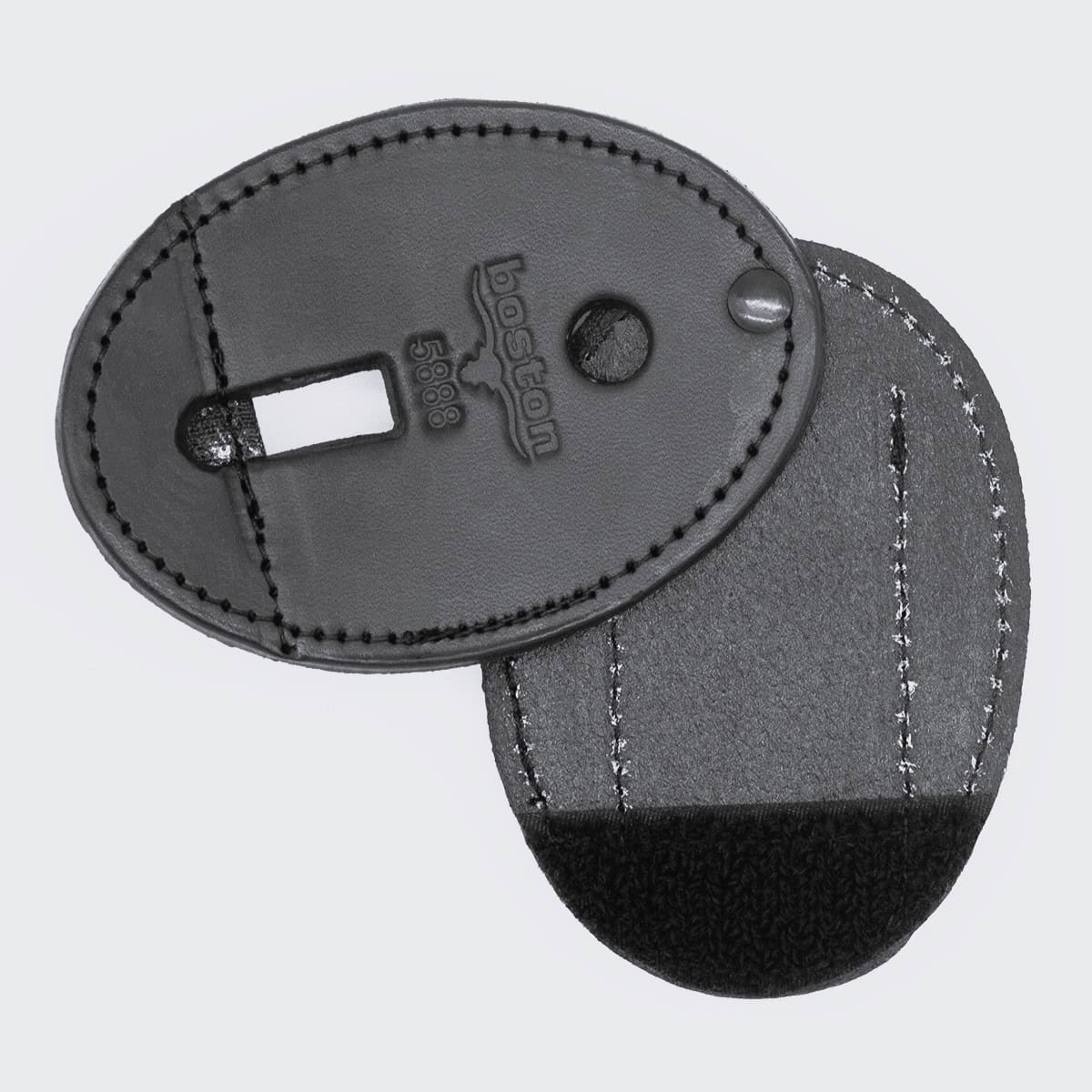 Boston Leather Oval Badge Holder Hook And Loop Closure - WCUniforms