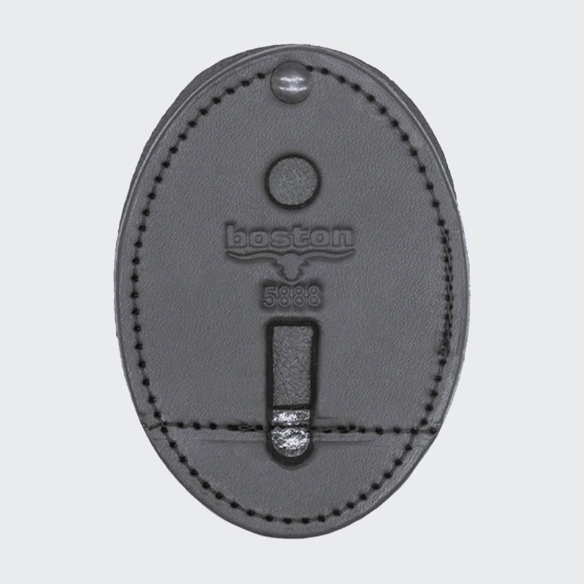 Boston Leather Oval Badge Holder Hook And Loop Closure - WCUniforms