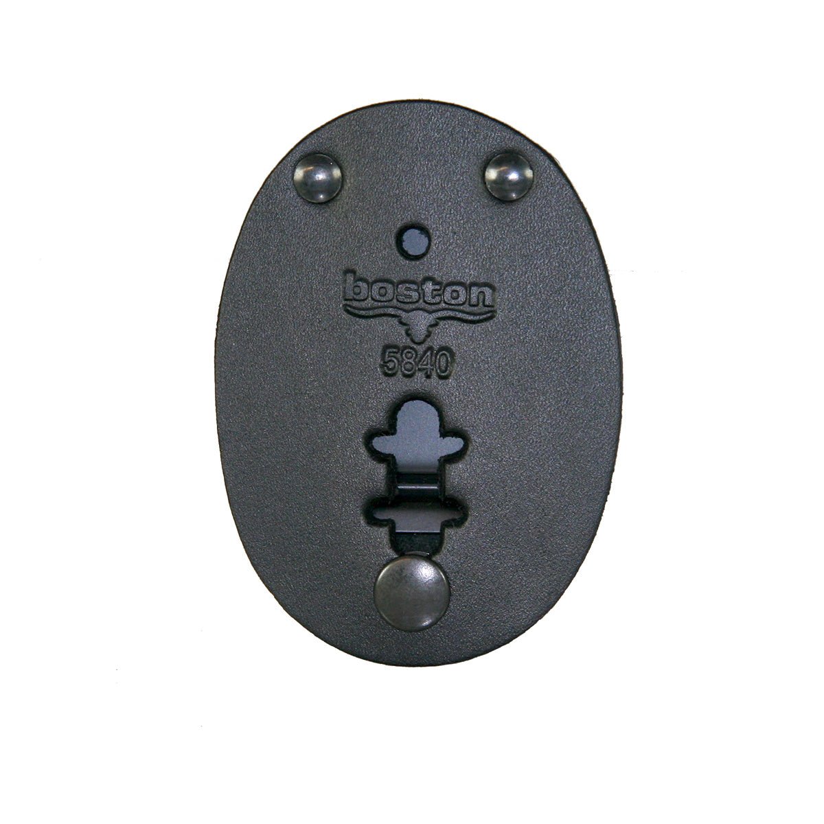 Boston Leather Oval Badge Holder with 30" Chain or Belt Clip 5840 - WCUniforms