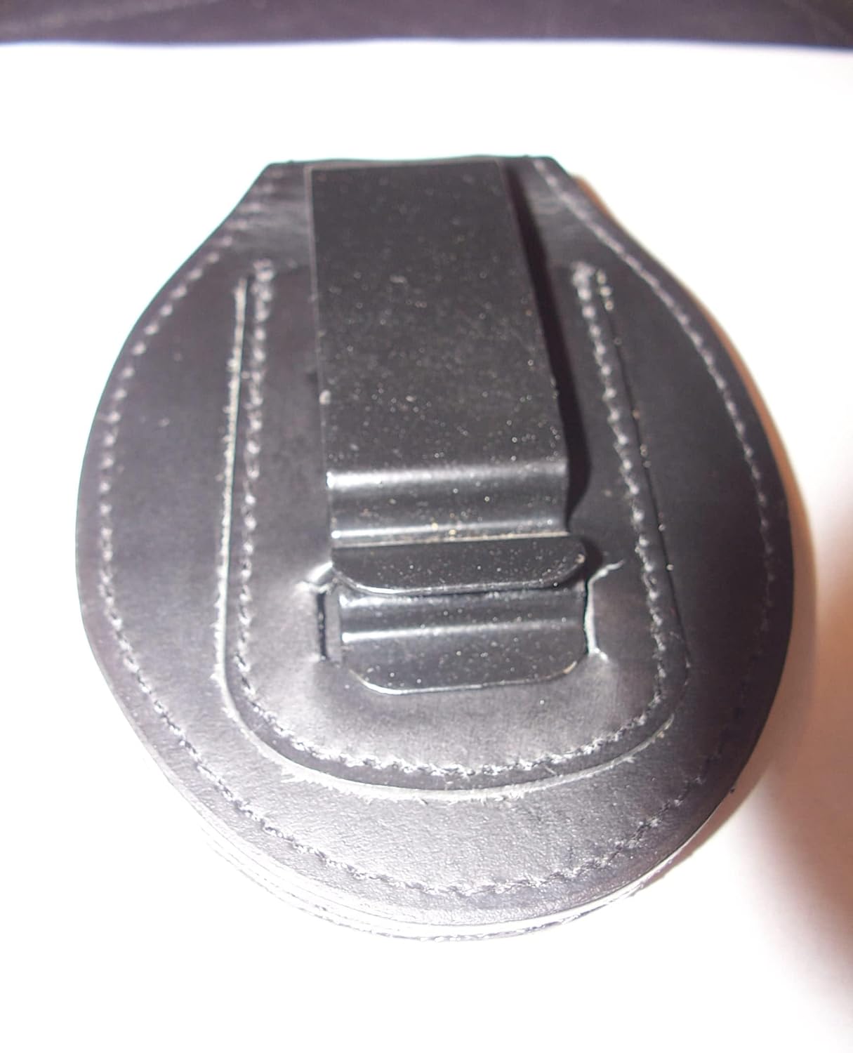 Boston Leather Recessed Badge Holder with Clip and Chain - WCUniforms