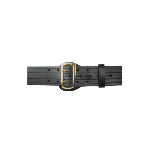 Boston Leather Sam Browne Belt with four-row stitching and solid brass buckle, 2 1/4 inches wide.