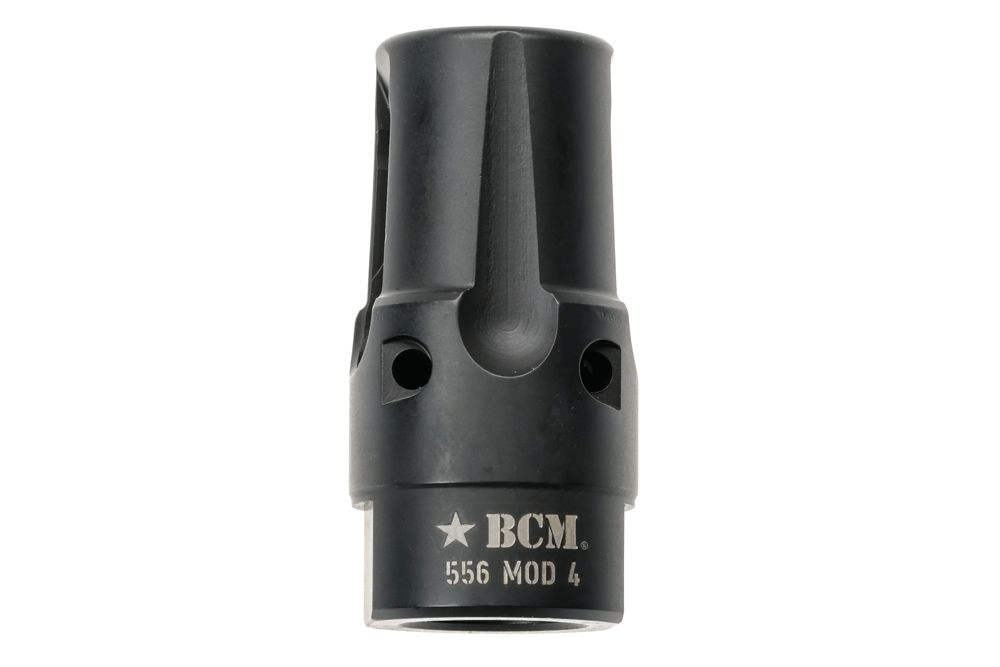 Bravo Company BCMGUNFIGHTER Mod 4 compensator for 5.56, designed for tactical applications to reduce muzzle rise and flash.