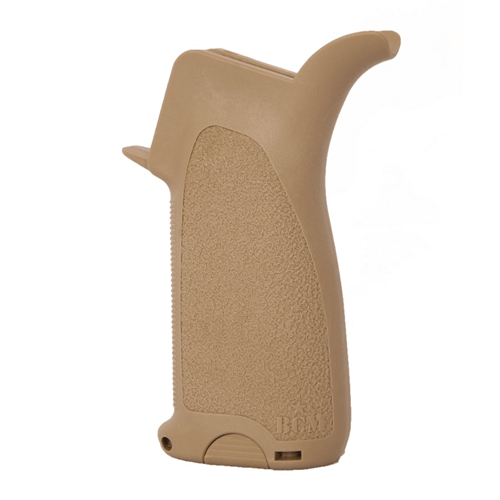 Bravo Company USA BCMGUNFIGHTER Grip in flat dark earth color, designed for improved ergonomics and gun fighting stances.