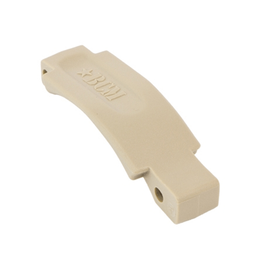 Bravo Company BCMGUNFIGHTER Trigger Guard in tan, ergonomic shape for enhanced shooter comfort, made from durable polymer.