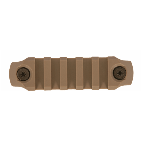 Bravo Company USA KeyMod Picatinny Rail Section in tan, featuring lightweight polymer design and snag-resistant profile.
