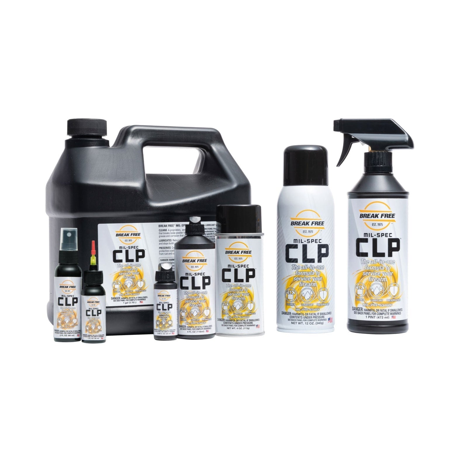 Break Free CLP® Cleaner Lubricant & Protectant (0.68, 2, 12, pint, 5L, 1 gal) - WCUniforms