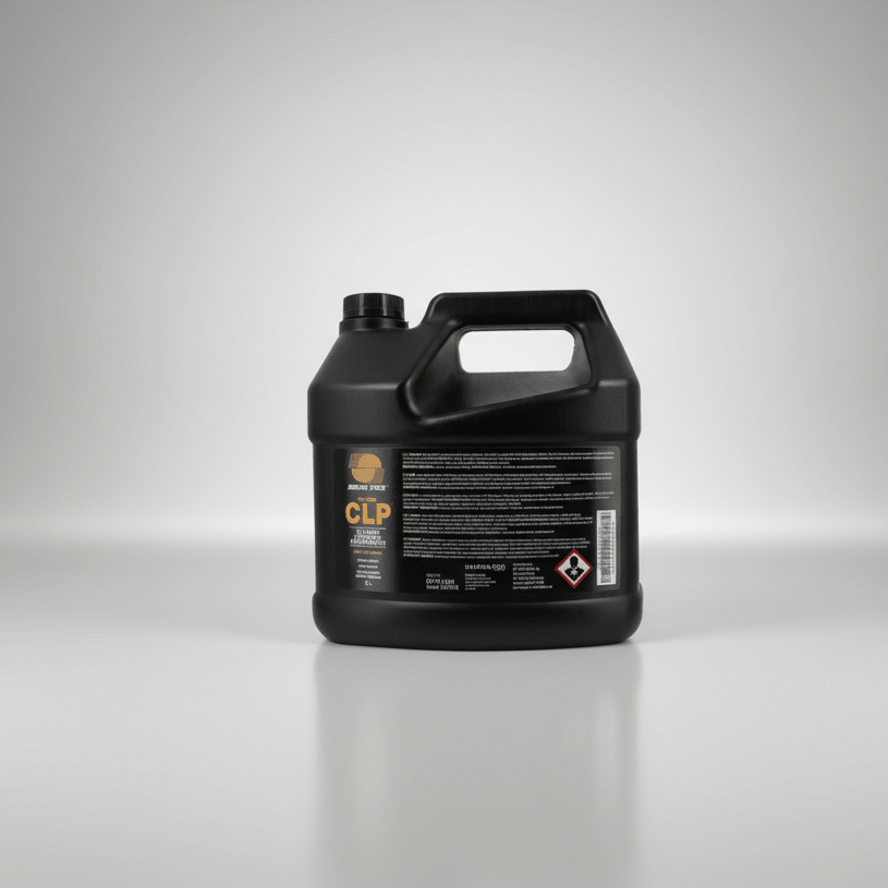Black CLP bottle on a gray background