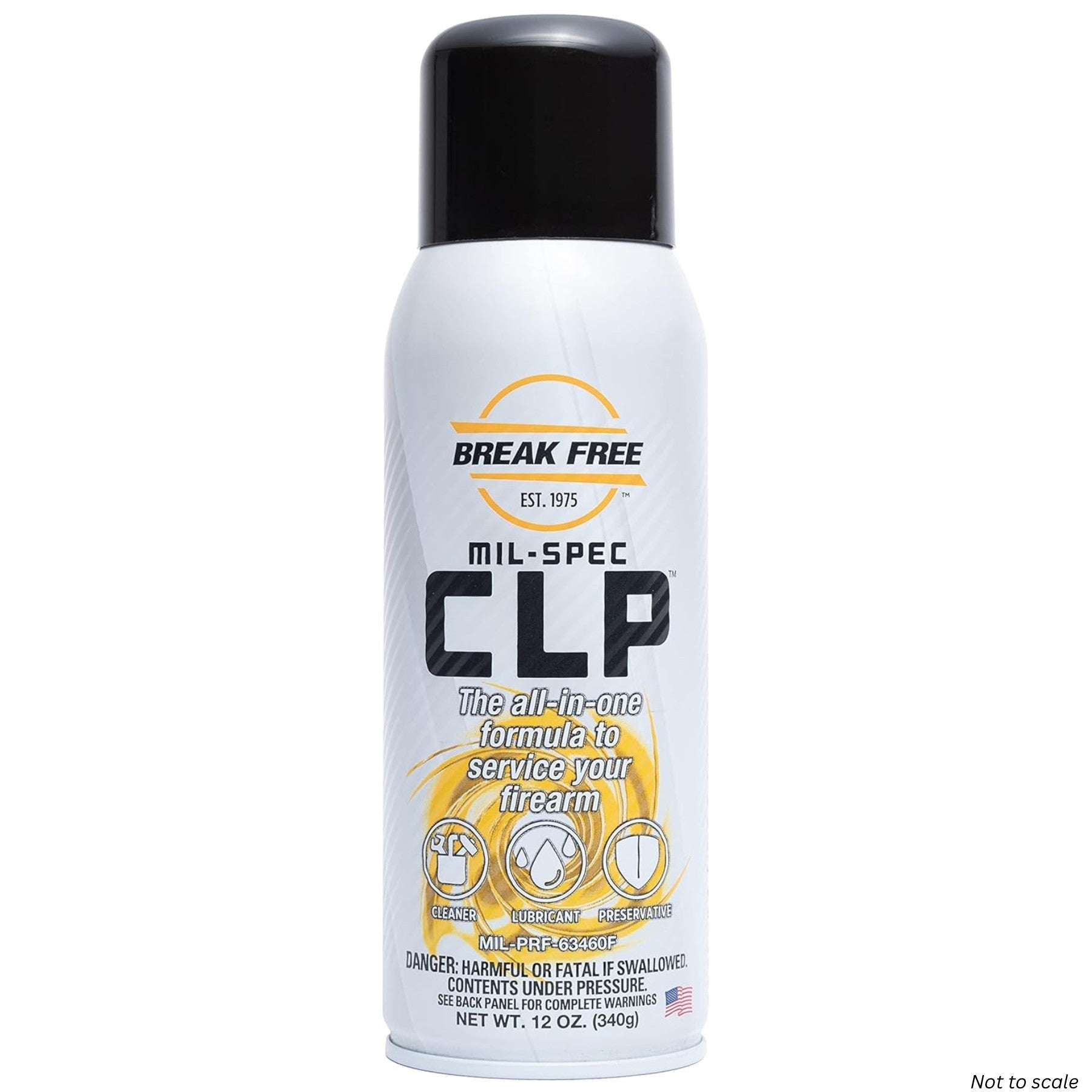 Can of Break Free Mil-Spec CLP on a white background