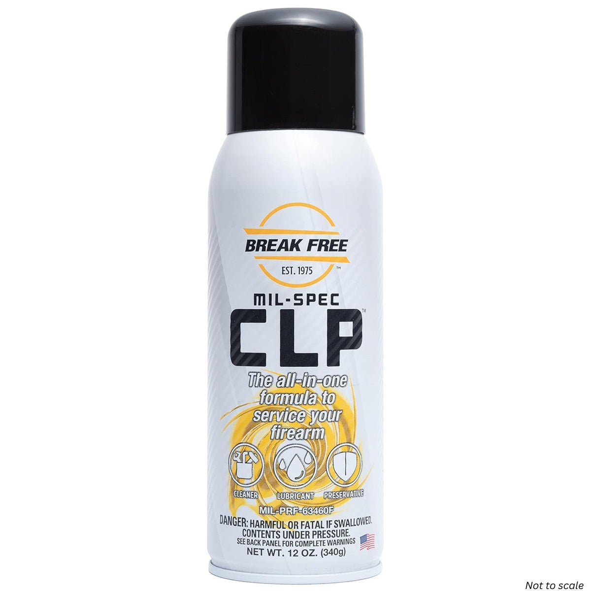 Can of Break Free Mil-Spec CLP on a white background