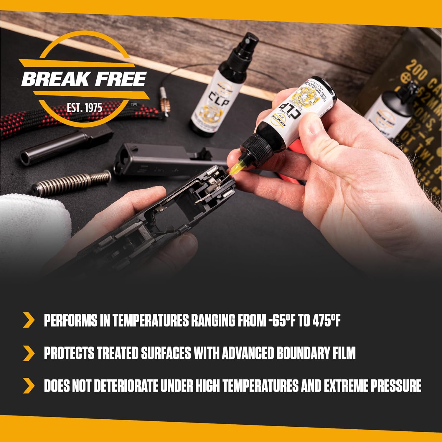 Break Free CLP® Cleaner Lubricant & Protectant (0.68, 2, 12, pint, 5L, 1 gal) - WCUniforms