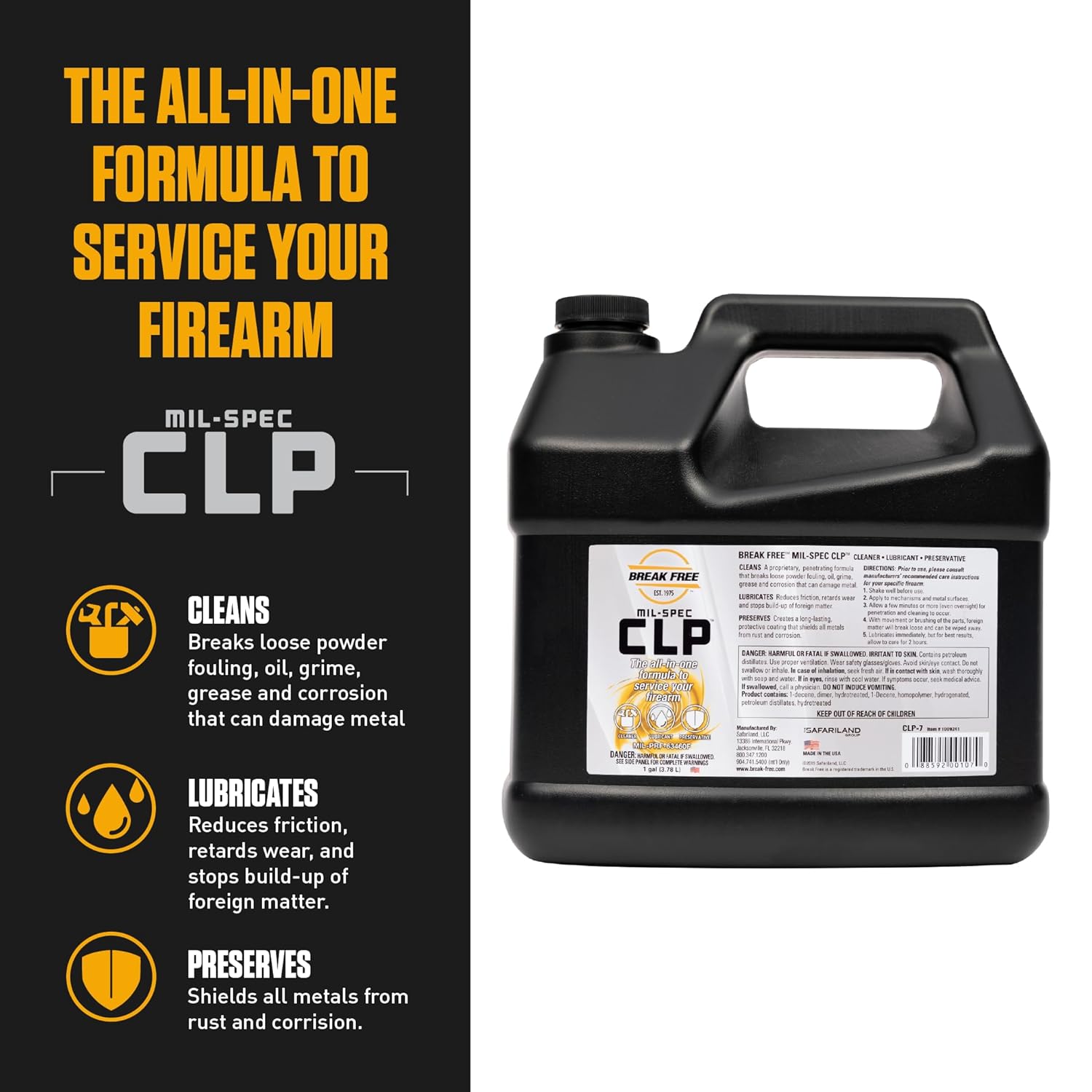 Break Free CLP® Cleaner Lubricant & Protectant (0.68, 2, 12, pint, 5L, 1 gal) - WCUniforms