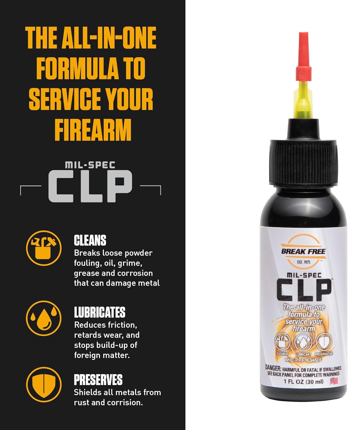 Break Free CLP® Cleaner, Lubricant & Protectant 1 oz. Needle Applicator | 1350035 - WCUniforms
